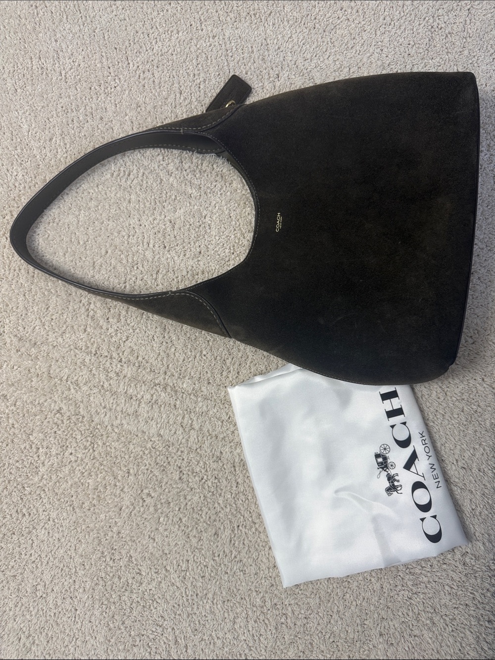 Coach Brooklyn Shoulder Bag Olive Green Suede